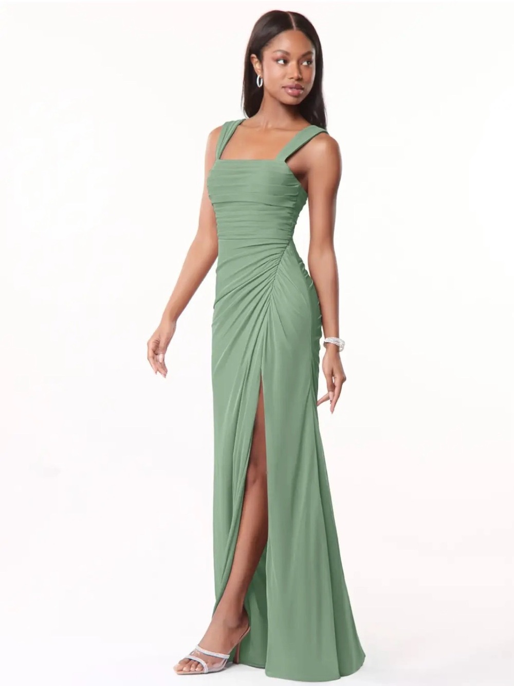 Azazie Jesaphine Mesh Bridesmaid Dress in Matcha